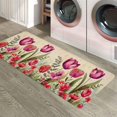 thumbnail image 6 of Kitchen Rugs and Mats,Country Tulip Flowers Red Purple 2 Piece Anti Fatigue Area Runner Rug Set Comfort Standing Floor Mat,Pastoral Botanical Retro Linen Non Slip Absorbent Doormats for Laundry, 6 of 6