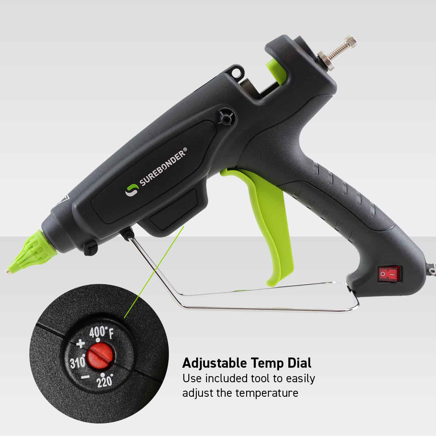 PRO2-220 220 Watt Adjustable Temperature Professional Heavy Duty Hot Melt Glue Gun - Uses full size, 7/16" sticks