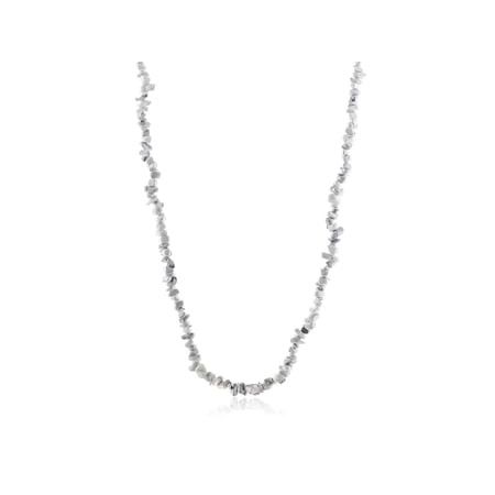 Gem Stone King 34 inch White Simulated Howlite Simulated Gemstone Beads Chip Necklace 395.00 Carat