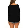 thumbnail image 7 of Women Long Sleeve Boat Neck Off Shoulder Blouse Tops,Black, 7 of 7