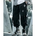thumbnail image 3 of Niepce Inc Black Japanese Stretwear Cyberpunk Men's Techwear Cargo Pants with Straps, 3 of 7