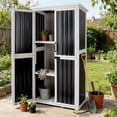 thumbnail image 7 of Aivituvin Outdoor Storage Cabinet with Adjustable Shelves, Metal Frame, Waterproof Storage Shed with Floor for Garden Tools, Black, 7 of 7