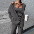 thumbnail image 3 of Conjunto de 3 Piezas de Punto para Mujer: Cárdigan de Larga, Camiseta Sin Mangas, Pantalón y Chándal. Gris Oscuro XXL, 3 of 4