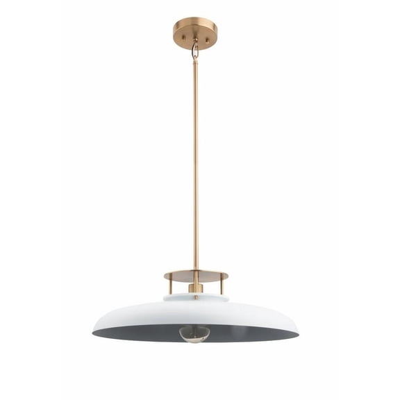 Open Box BE101GW-Brio Lighting-Beacon - 1 Light Pendant-64.3 Inches Tall and 20 Inches Wide-Gold/White Finish -Traditional Installation