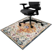 Office Chair Mat for Hardwood & Tile Floor,Boho Vintage 60"x48" Computer Chair Mat for Rolling Chairs Carpet, Under Desk Non Slip Gaming Rug, Low-Pile Rubber Backing Large Protector Mat