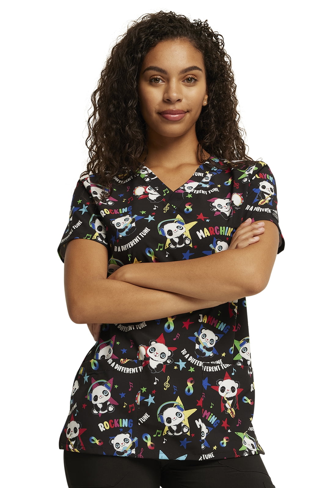 Dickies EDS Women Scrubs Top VNeck Print DK717