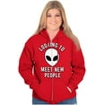thumbnail image 4 of Funny Nerdy Aliens UFOs Believers Unisex Fleece Graphic Zip Up Hoodie Brisco Brands 4X, 4 of 5