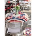 thumbnail image 5 of Outdoor Tablecloth with Umbrella Hole for Patio/Picnic/Party/Camping, 4th of July Waterproof Table Cloth Round Cover Washable, Country Patriotic USA Flag Bow Garland Stripes (Dia 54"), 5 of 9