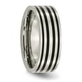 thumbnail image 4 of Chisel Titanium Polished Black Enamel Striped 8mm Flat Band, 4 of 6