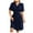 Navy Blue, variant on Womens V Neck Flared Sleeves Dress - Solid Color Waist Fit - Polyester Casual/Party Dress - All Seasons Wear