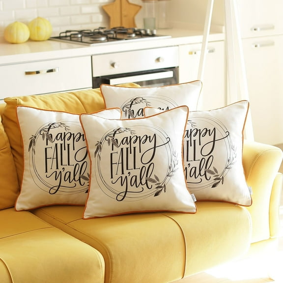Fall Thanksgiving Decorative Throw Pillow Quote Square Set of 4