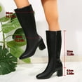 thumbnail image 6 of Knee High Boots Women – Slightly Wider Calf Faux Leather Tall Dress Boots, Block Heel & Side Zipper – Classic Comfortable Fashion Fall Winter Boots(Color:Black,Size:5.5), 6 of 8