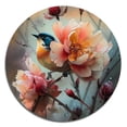 thumbnail image 2 of Designart "Azure Avian on Blossom Perch II" Animals Bird Floral Metal Round Wall Decor, 2 of 5