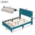 thumbnail image 4 of Leumius Full Size Platform Bed with A Storage Drawer,Velvet Upholstered Bed Frame with Wingback Vertical Channel Tufted Headboard,Blue, 4 of 8
