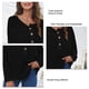 thumbnail image 3 of Blusa de mujer de manga larga con botones y hombros caídos, cuello redondo, moda informal, blusa negra L, 3 of 4