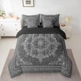 thumbnail image 2 of Manfei Damask Floral 7 Pieces Bedding Comforter Set,Vintage Baroque Geometric Full Bedding Set,Gray Boho Flowers Fitted Sheet Flat Sheet For Girl Boy,Breathable Home Decor Reversible, 2 of 8
