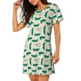 thumbnail image 2 of Easygdp Cartoon Crocodile Camisón de manga corta para mujer, informal, estampado, 2 of 6