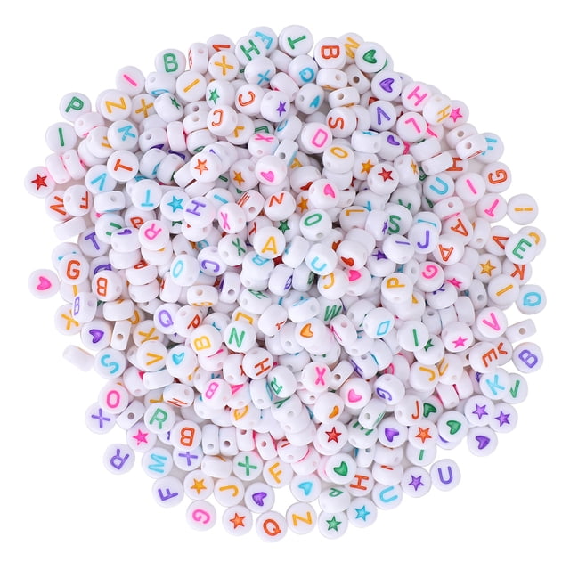 1000 Uds Cuentas de letras alfabeto de colores redondos Bling Bling corazón de melocotón acrílico herramienta de pulsera DIY