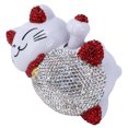thumbnail image 4 of Fortune Lucky Cat - Figura decorativa para interior de coche, diseño de gato de la suerte, con diamantes de imitación, universal, para consola central, color rojo Jadeshay A, 4 of 8