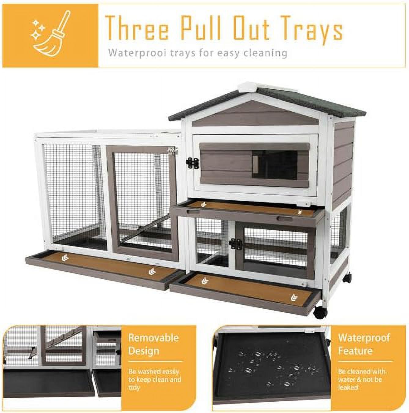PETSCOSSET 2-Story Wooden Rabbit Hutch with Run photo 4