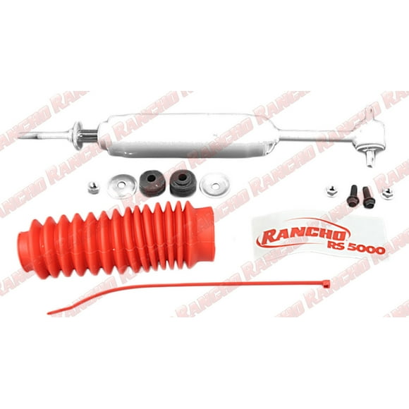 Rancho Shock Absorber RS55229 RS5000X; Nitrogen Gas Charged; Limited Lifetime Warranty; Non Adjustable Valving; With Shock Boots; White Shock Body With Red Shock Boots; Single