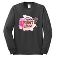 thumbnail image 3 of Nobody Fights Alone Watercolor Sparkles Breast Cancer Awareness Mens Long Sleeve Shirt, Charcoal, 3X-Large, 3 of 5