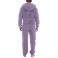 thumbnail image 5 of ZHOGXU Mens Jumpsuit Solid Color Zip Front Hooded Pajamas With Pocket Warm Relaxed Fit Romper Nightwear,Purple,M, 5 of 6