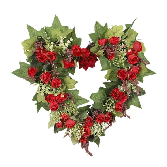 TIELUTT Heart Rose Wreath 14 Inch Heart Shaped Wreath Rose Wreaths for Front Small Wreaths for Indoor Outdoor Ribbon for Wreaths Small Lambs Ear Wreath Advent and Wreath Live Christmas Wreaths for Fr