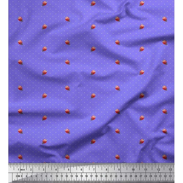 Soimoi Tissu en Coton Canard à Pois et Insectes Imprimé au Mètre 56 Pouces de Large