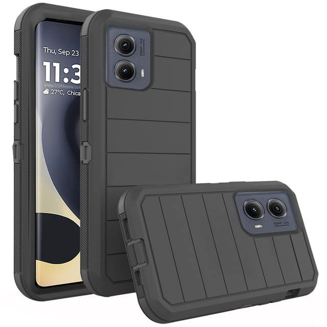 Asuwish Compatible with Motorola Edge 5G 2024 Phone Case Hybrid Rugged Shockproof Hard Protective Drop Proof Full Body Heavy Duty Mobile Cell Cover for Moto Edge2024 Women Men Black