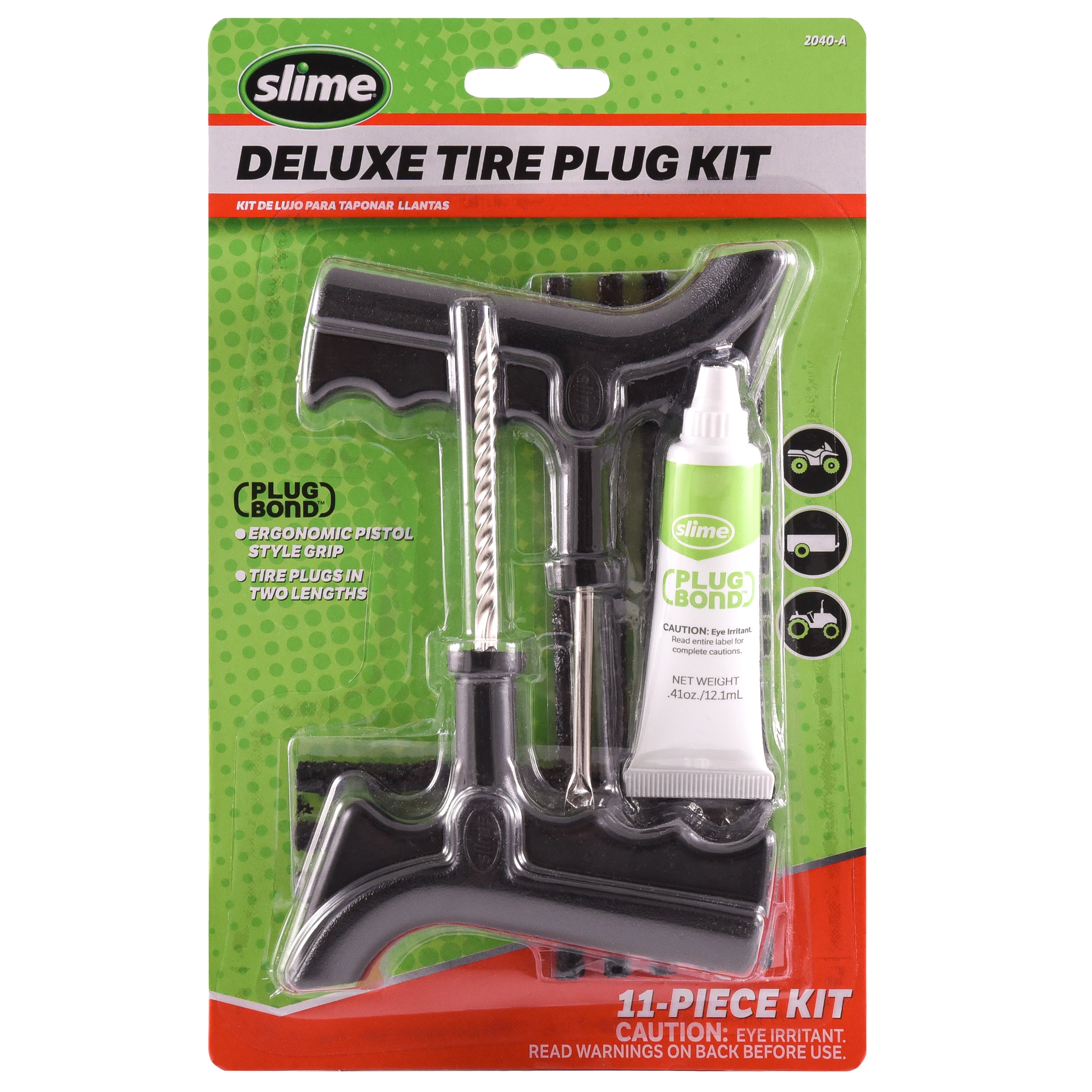 Slime 11-Piece Deluxe Tire Plug Kit with Plug Bond - 2040-a