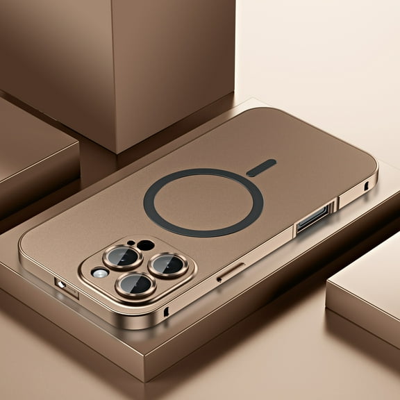 ELEHOLD for iPhone 16 Pro Case, Compatible with Mag Safe Accessory,Luxury Slim Fit Rugged Security Lock Shockproof Anti-Scratch Case with Lens Protector for iPhone 16 Pro,Desertgold