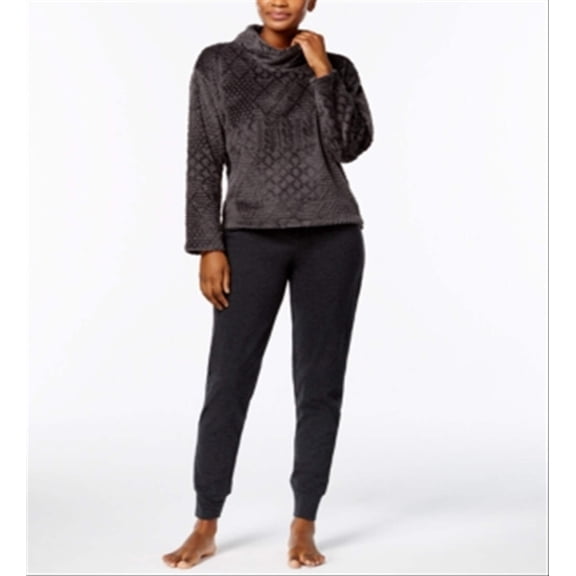 Nautica Women's Plush Textured Top & Jogger Pants Pajama Set Gray Size Medium