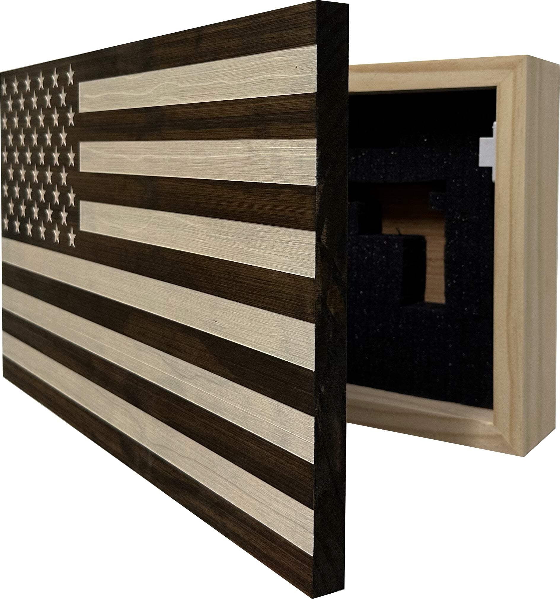 American Flag Hidden Storage Cabinet (Dark Walnut) by Bellewood Designs