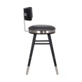 thumbnail image 3 of Armen Living Grace 26" Faux Leather Kitchen Barstool in Gray, 3 of 6