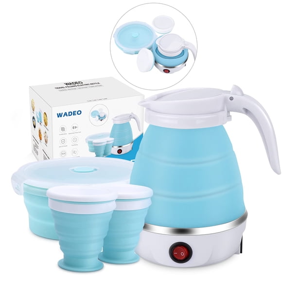 Bouilloire Électrique Pliable et Portable, Bouilloire Pliable, Silicone de Qualité Alimentaire Améliorée, Ébullition Rapide en 5 Min, Bouilloire Électrique Pliable 600 ml, avec 2 Col