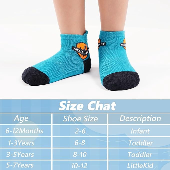 Toddler Baby Non Slip Ankle Socks with Grippers Kids Boys Girls Socks 12 Pairs for 1-7 Years Infant Children