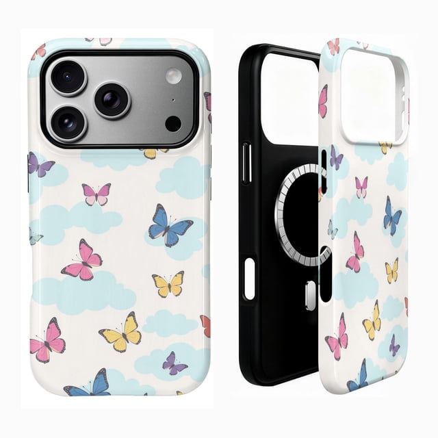 SKLYDDI Funda Mariposas Pastel para iPhone 13 Pro Max Compatible con MagSafe