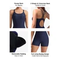 thumbnail image 2 of ANFERRY One Piece Boyleg Swimsuit Women Tummy Control Slimming Athletic Swimwear Crisscross Back Bathing Suit for Women, 2 of 8
