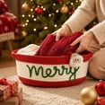 thumbnail image 4 of Christmas Cotton Rope Storage Basket Decorative Woven Basket with Embroidered Holiday Xmas Gift Basket for Gifts Candy Toy Home Table Decor, for Shelf, Desk and Bathroom Storage, Style D, 4 of 7