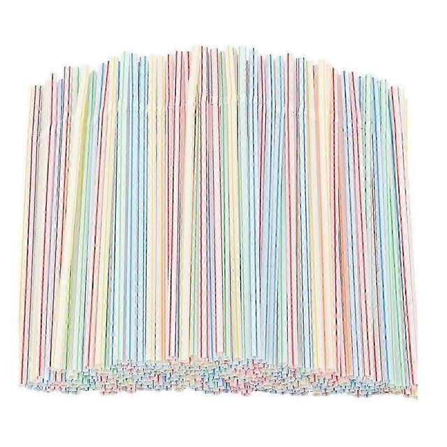 500pcs Plastic Drinking Straws 8 Inches Long Multi-colored Striped Bedable