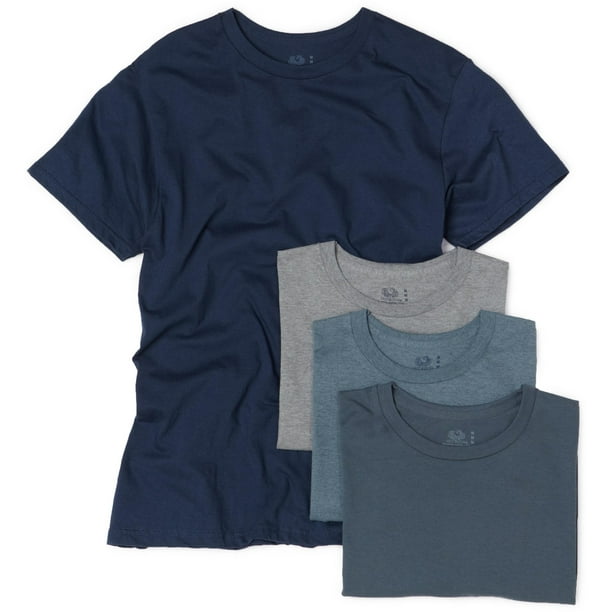 Fruit of the Loom Men's Crew Neck T-Shirt (Pack of 4), Assorted Blues and Grays, Medium
