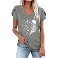 thumbnail image 2 of zanvin Hauts pour Femmes, Mode d'Été T-shirt Blouse Décontractée à Col en V à Manches Courtes Imprimée pour Femmes, 2 of 4