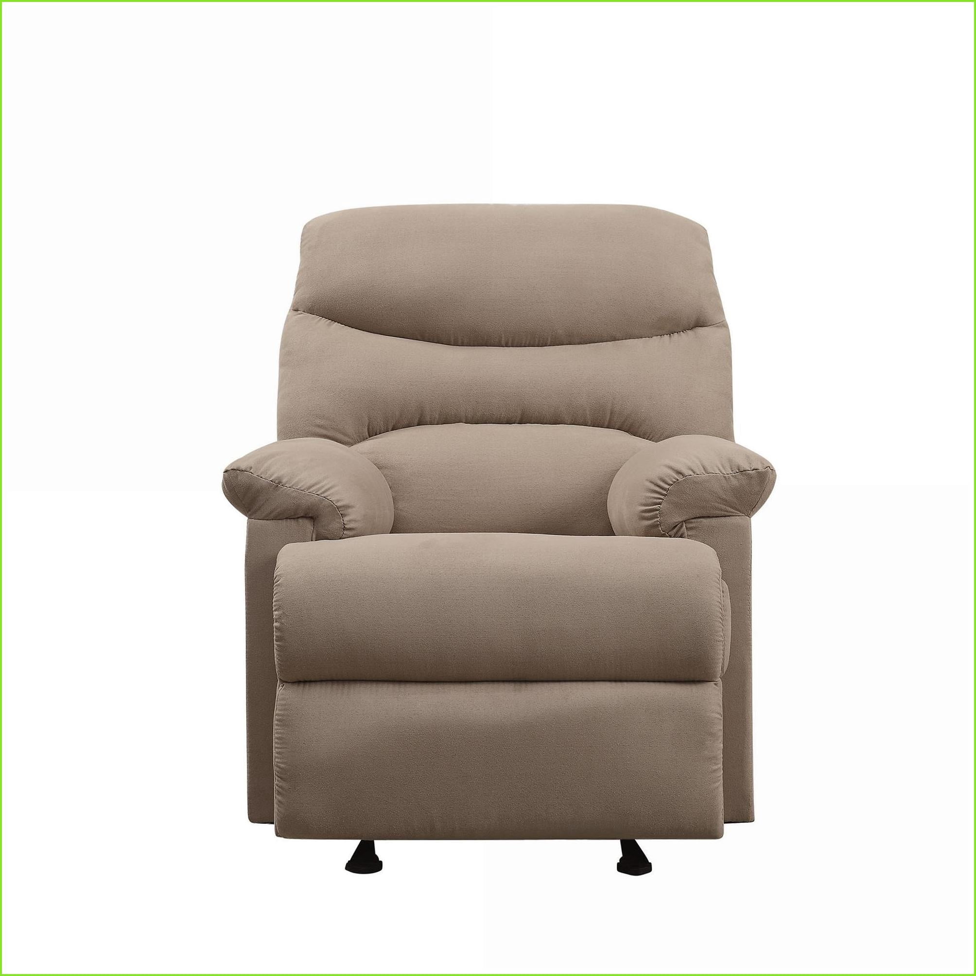 Recliners Tan Brown Motion Recliner with Pillow Top Armrests & Memory Foam | Microfiber Fabric | Metal Frame