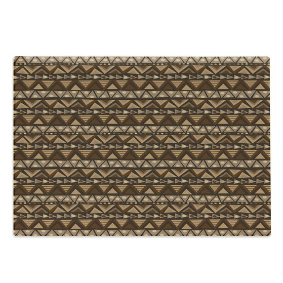 Aztec Cutting Board, Doodle of Primitive Geometric Motifs in Earthy Tones Pattern, Decorative Tempered Glass Cutting and Serving Board, in 3 Sizes, by Ambesonne