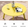 thumbnail image 5 of Patio Round Coffee Table, 27.6” Weather Resistant Heavy Duty Outdoor Metal Patio Side End Table with Square Foot for Outside Deck, Porch, Garden, Yellow, 5 of 7