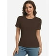 thumbnail image 6 of Womens Scoop Neck T Shirts Basic Ribbed Tees Fitted Tshirt Plain Short Sleeve Tops Casual, 6 of 6