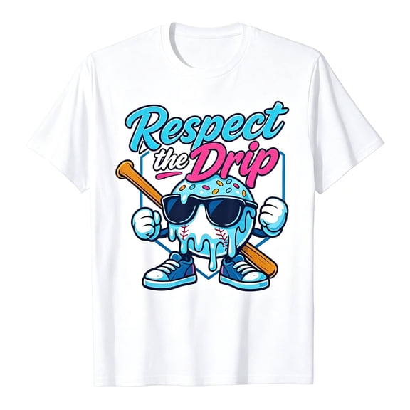 KHONTS Baseball Drippy Style Apparel for Boys Youth Baseball T-Shirt,Size 2-13 Years White 150