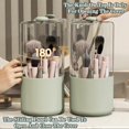 thumbnail image 5 of Makeup Brush Holder with  Cover, Clear 360 Rotating Make Up Brushes Organizer for Counter Vanity Bathroom, Sage Green, 5 of 7