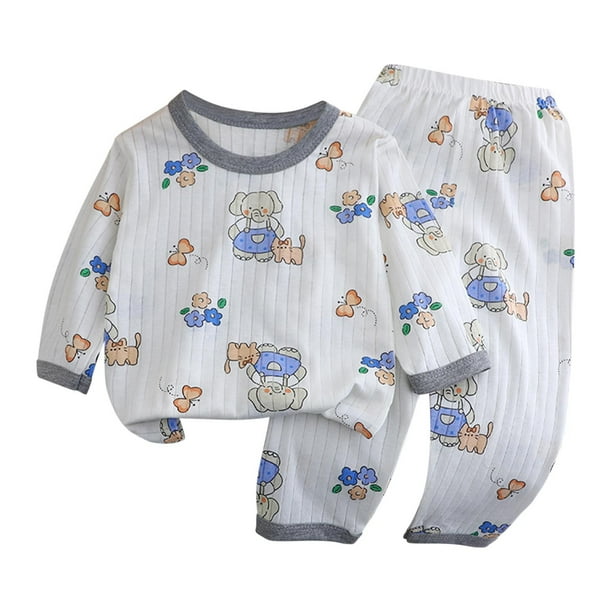 Odeerbi 1-6 Años Niños Niñas Pijama de Verano de Algodón de Manga Larga Conjunto de Pantalones Con Estampado Suave Ropa de Dormir Conjuntos de Pijama de Dos Piezas